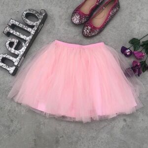 PINK TULLE LAYERED SKIRT